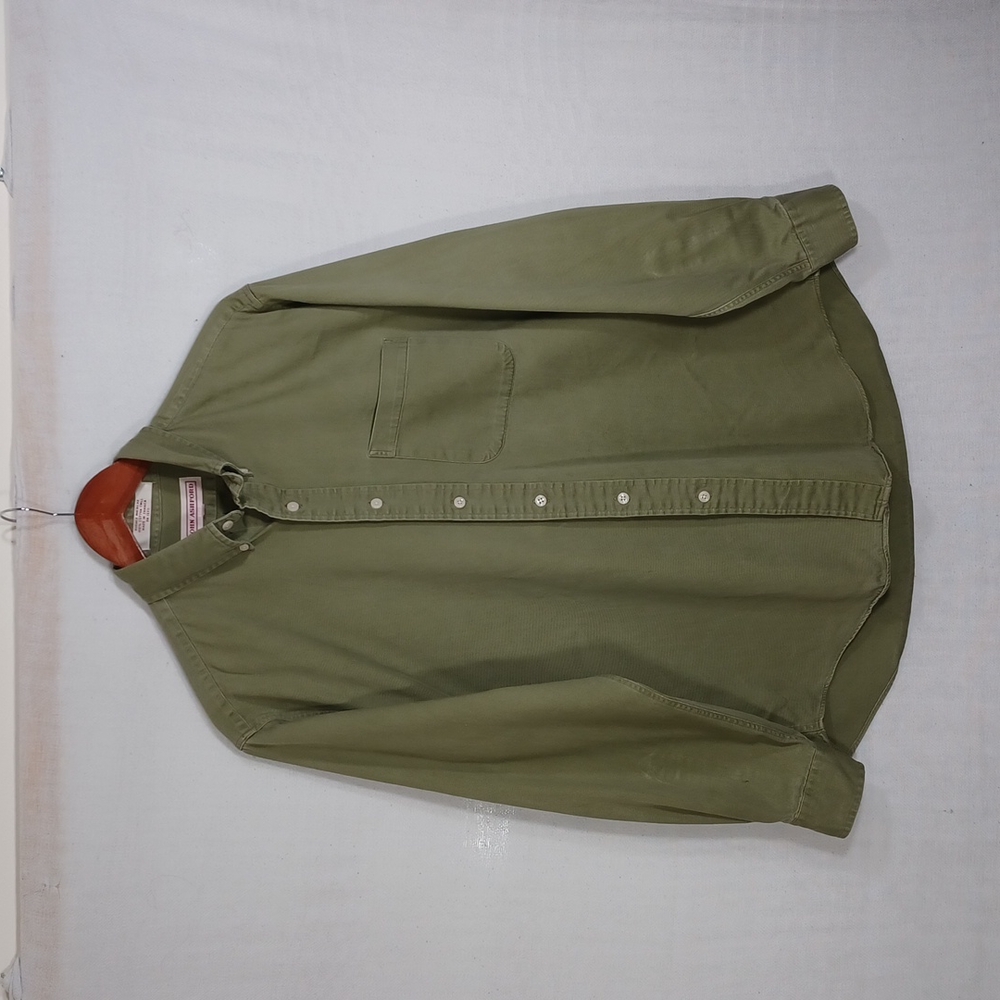 John Ashford:long sleeve solid olive green dress shirt size M.